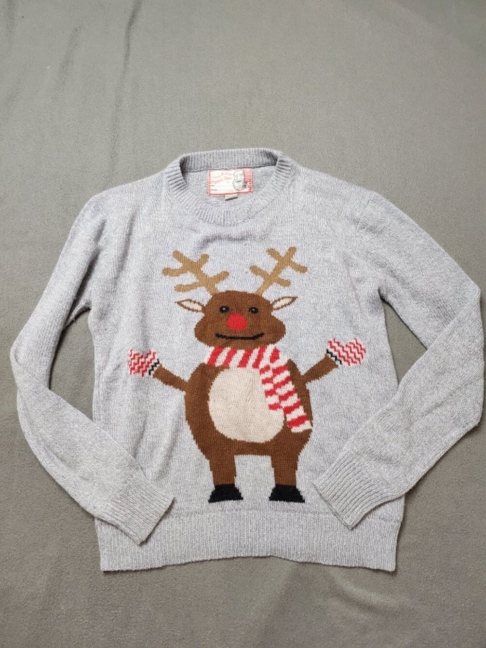 Ugly Christmas Sweater Womens Large Reindeer Red Nose Cute